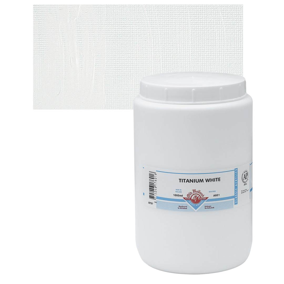 Open in modal - Old Holland New Masters Acrylic Gesso - White, 1 Liter and swatch