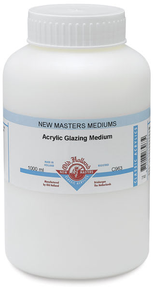 Open in modal - New Masters Acrylic Glazing Mediums - Front view of 1 liter jar