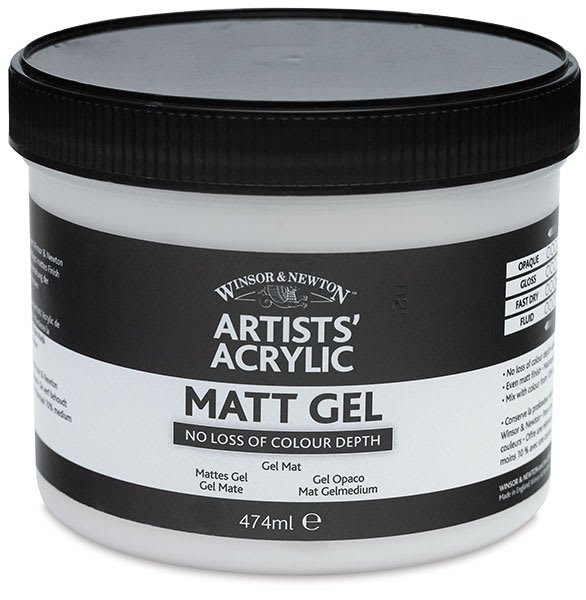Open in modal - Winsor & Newton Artists' Acrylic Mediums - Front of jar of Matt Gel