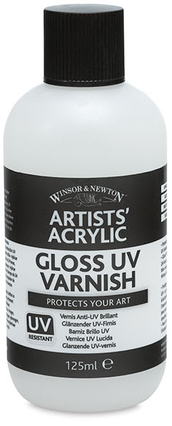 Open in modal - Winsor & Newton Artists' Acrylic UV Varnish - Front of bottle of Gloss Varnish
