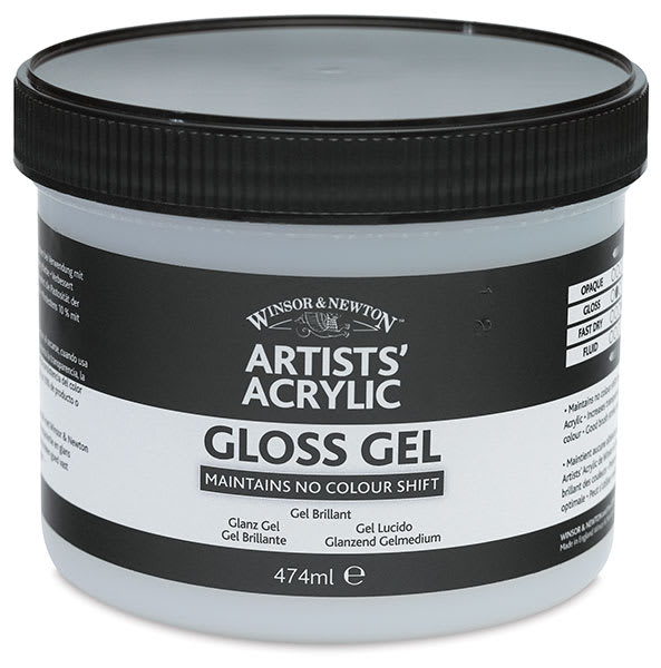 Open in modal - Winsor & Newton Artists' Acrylic Mediums - Front of jar of Gloss Gel