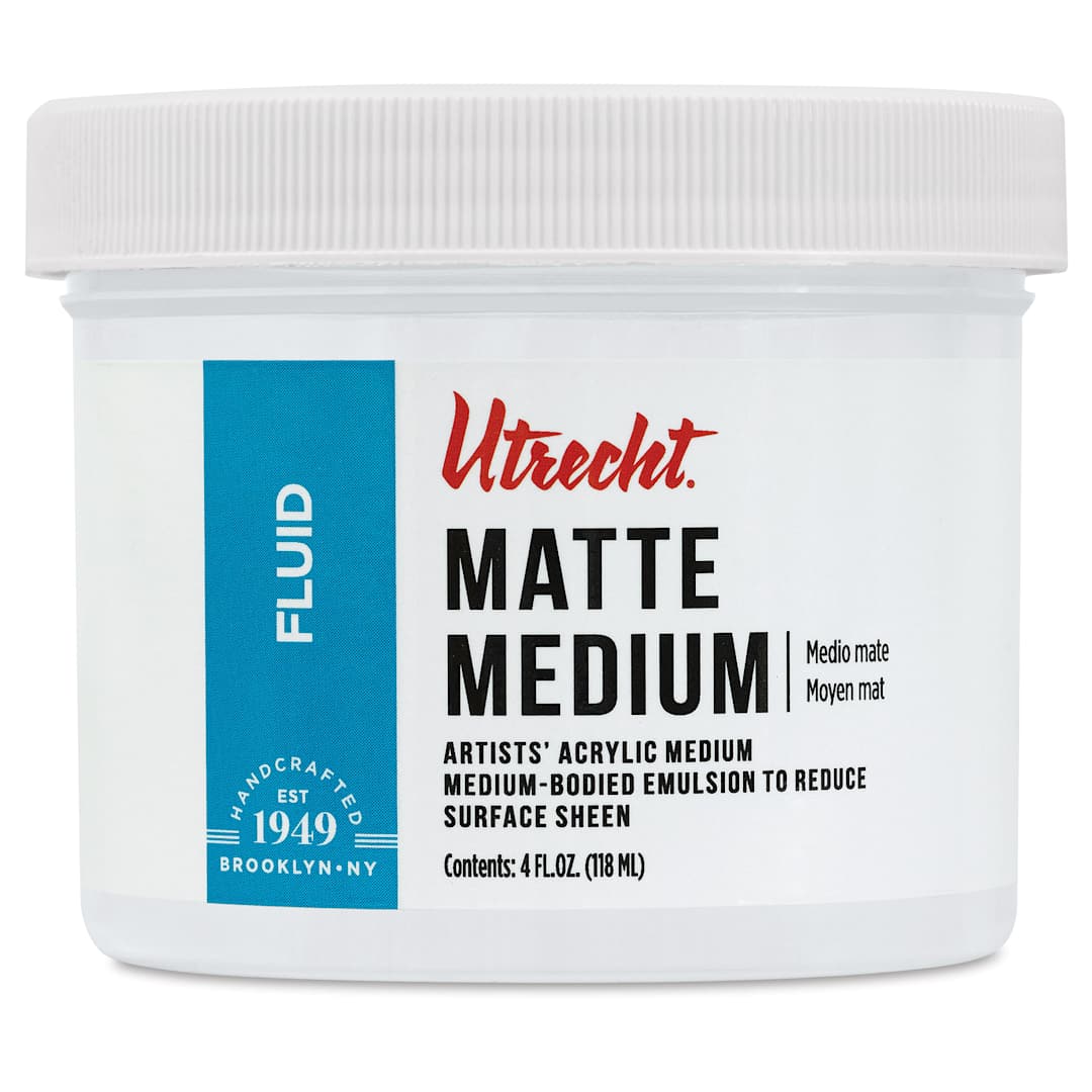 Open in modal - New look! Same formula - Utrecht Artists' Acrylic Fluid Medium - Matte Medium, 4 oz jar