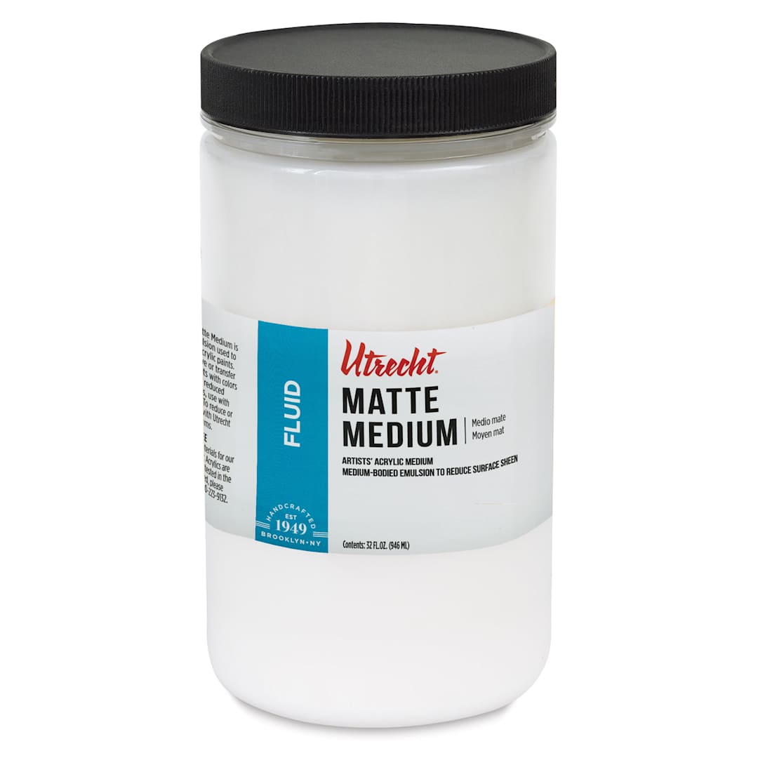 Open in modal - New look! Same formula - Utrecht Artists' Acrylic Fluid Medium - Matte Medium, 32 oz