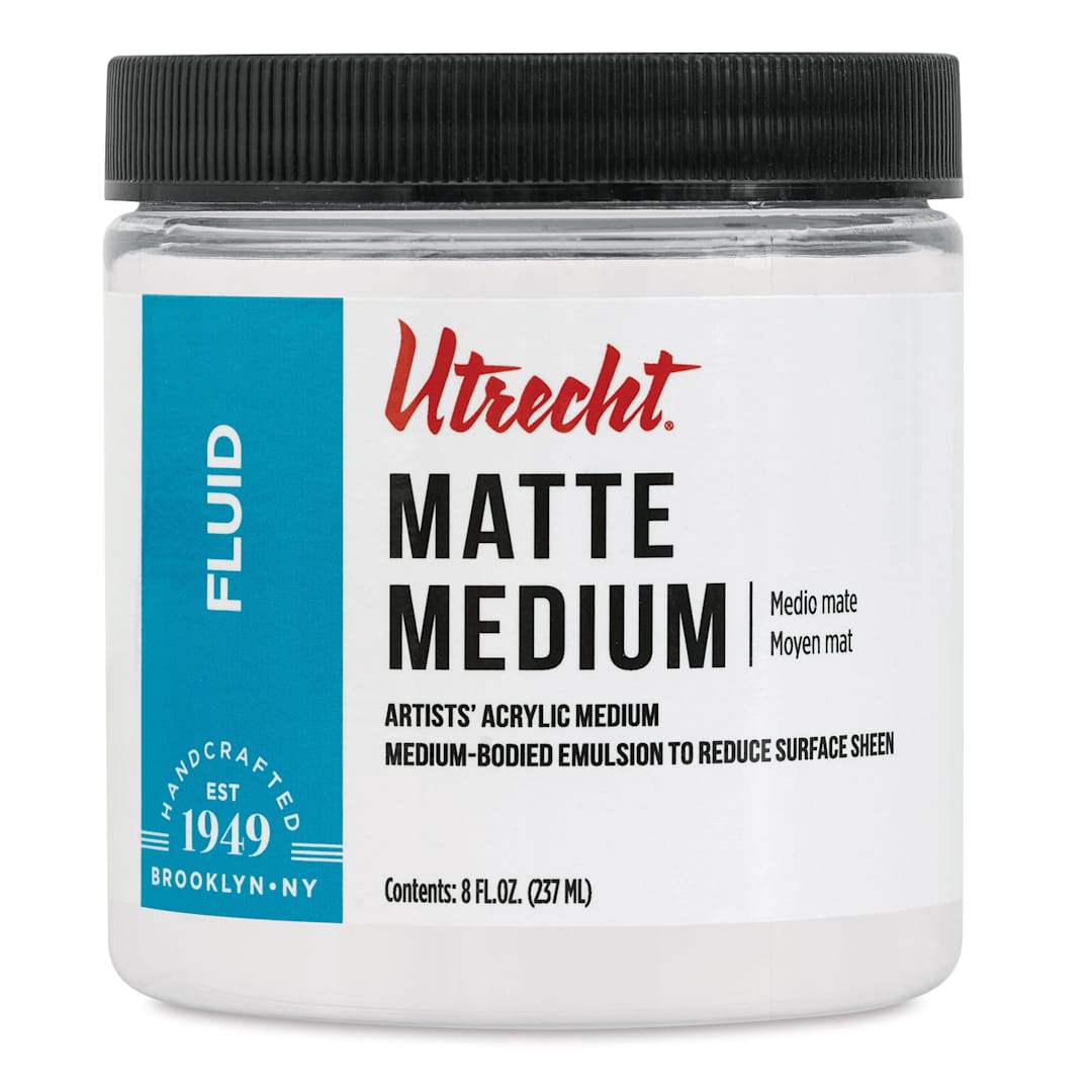 Open in modal - New look! Same formula - Utrecht Artists' Acrylic Fluid Medium - Matte Medium, 8 oz