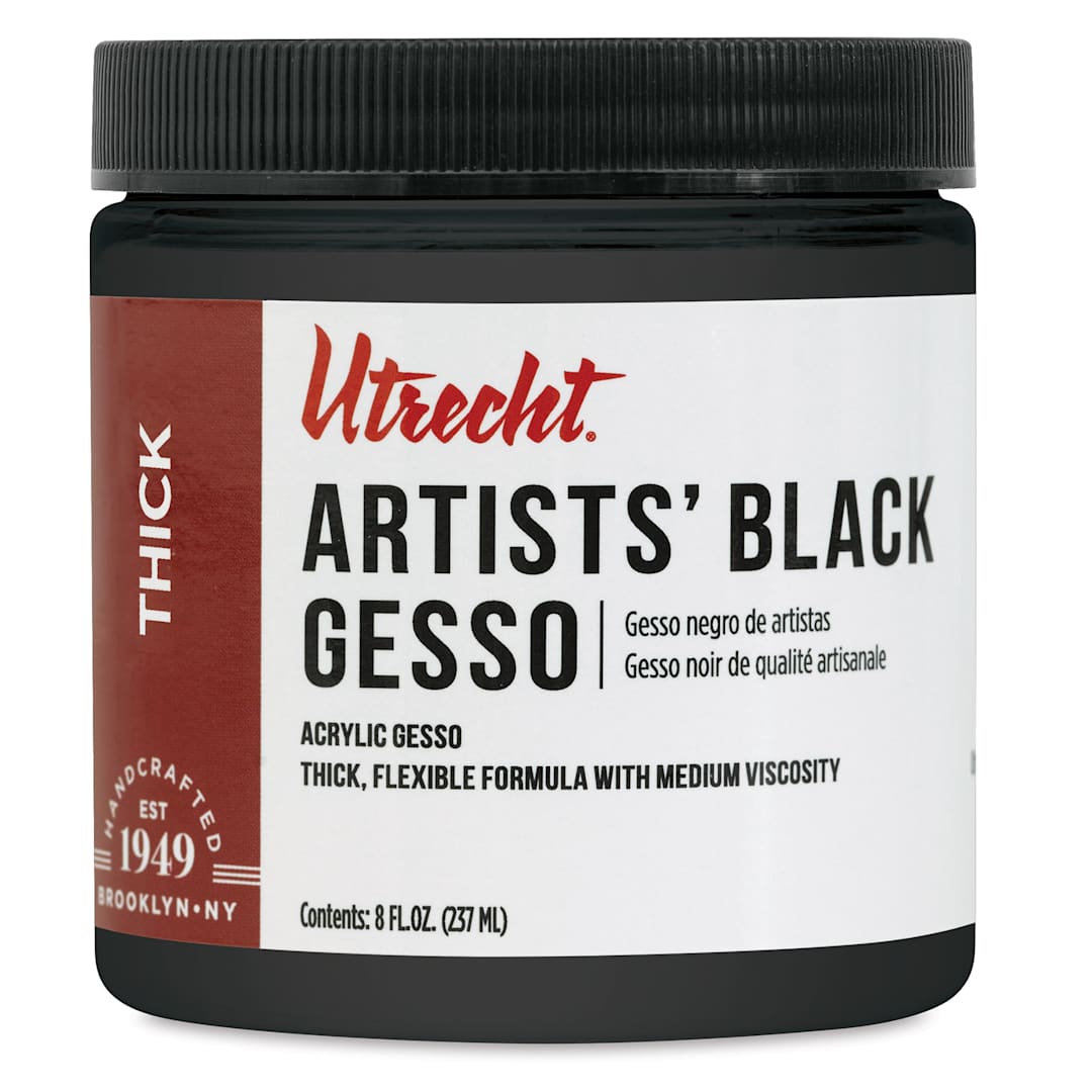 Open in modal - New look! Same formula - Utrecht Artists' Acrylic Gesso - Black, 8 oz