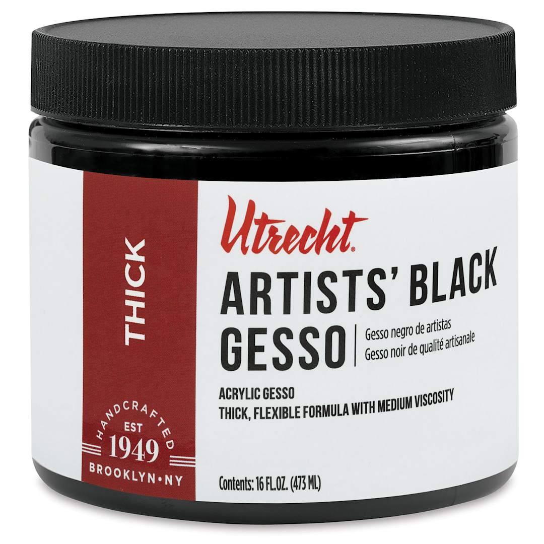 Open in modal - New look! Same formula - Utrecht Artists Acrylic Gesso - Black, 16 oz