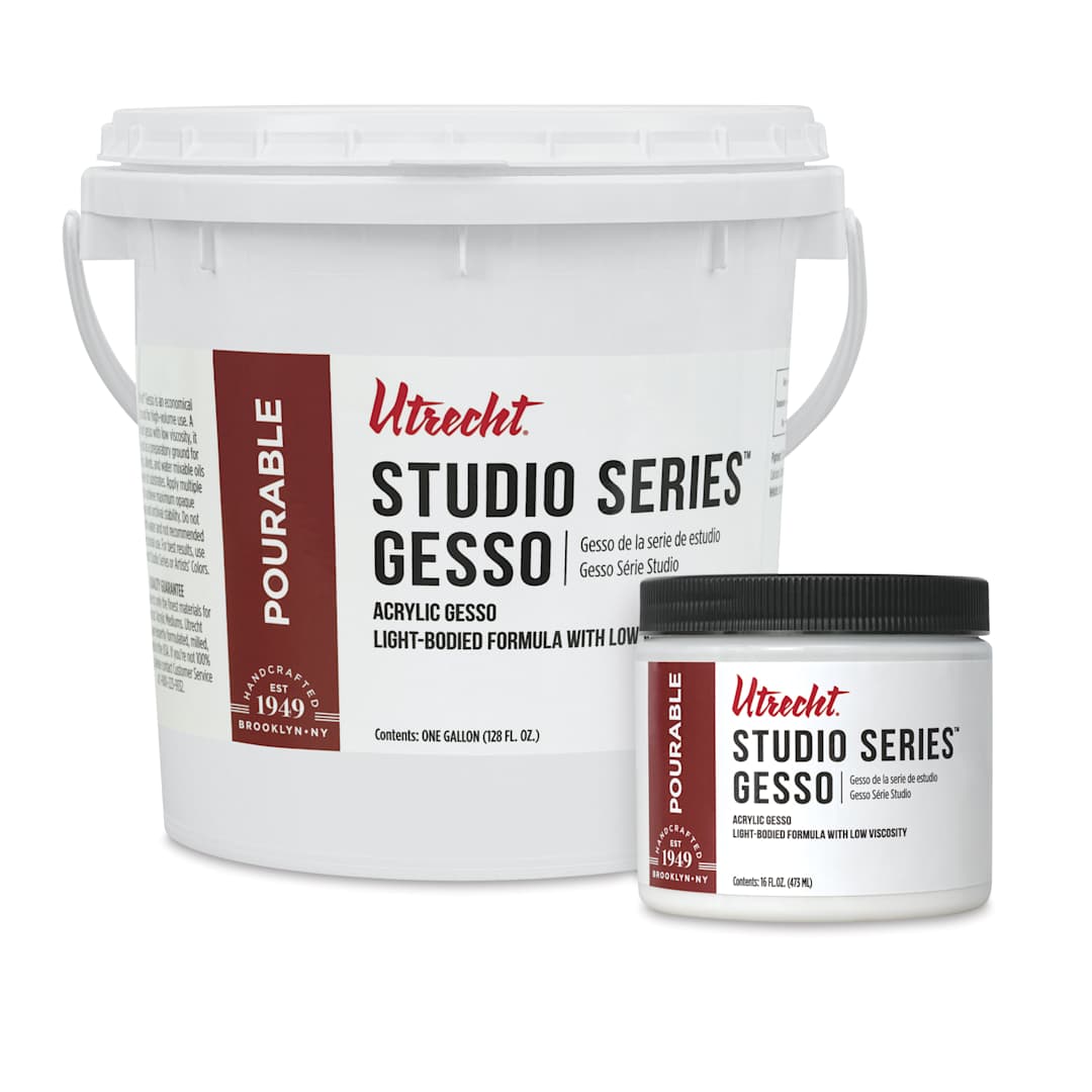 Open in modal - Utrecht Studio Series Acrylic Gesso - 16 oz jar and 128 oz bucket