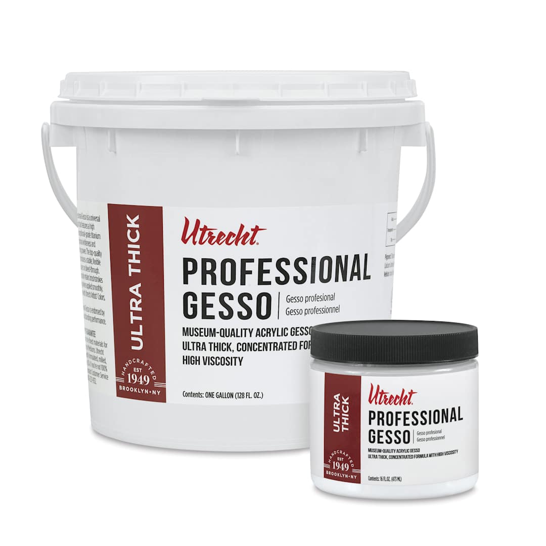 Open in modal - Utrecht Professional Acrylic Gesso - 16 oz jar and 128 oz bucket