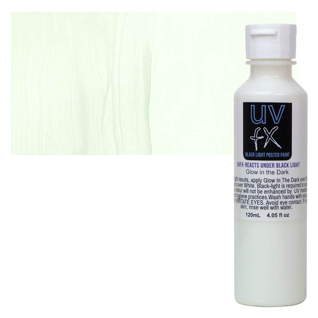 Open in modal - Tri-Art UVFX Black Light Poster Paint - Glow in the Dark, 120 ml bottle and swatch