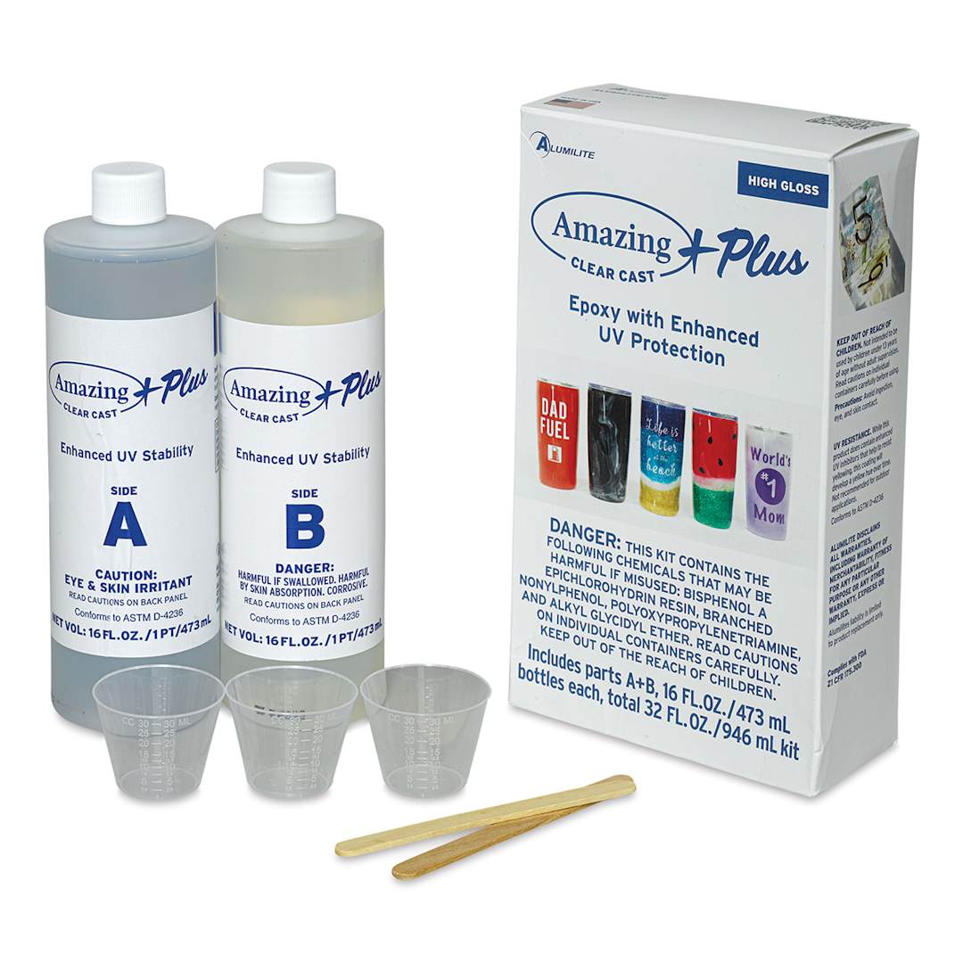 Open in modal - Alumilite Amazing Clear Cast Plus Epoxy Casting Resin - 32 oz, Bottle (Box contents shown with packaging)