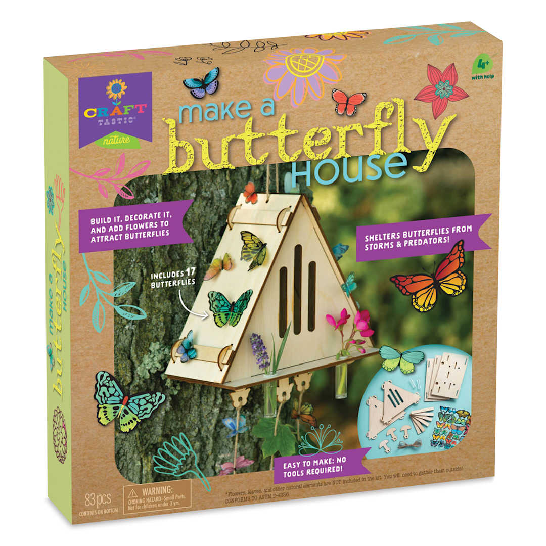 Open in modal - Craft-Tastic Nature Make A Butterfly House Kit, front of the packaging