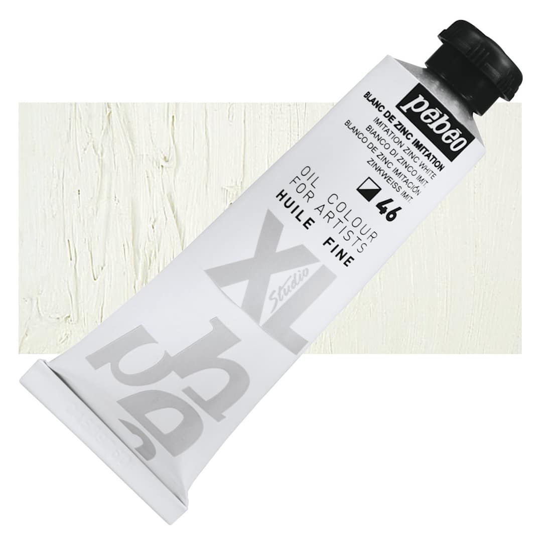 Open in modal - Pebeo XL Studio Oil Paint - Zinc White Imitation, 37 ml tube and swatch