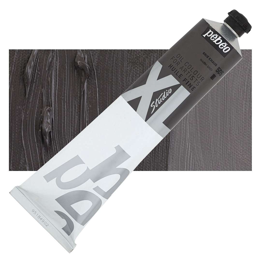 Open in modal - Pebeo XL Studio Oil Paint - Warm Grey, 200 ml, Tube and swatch