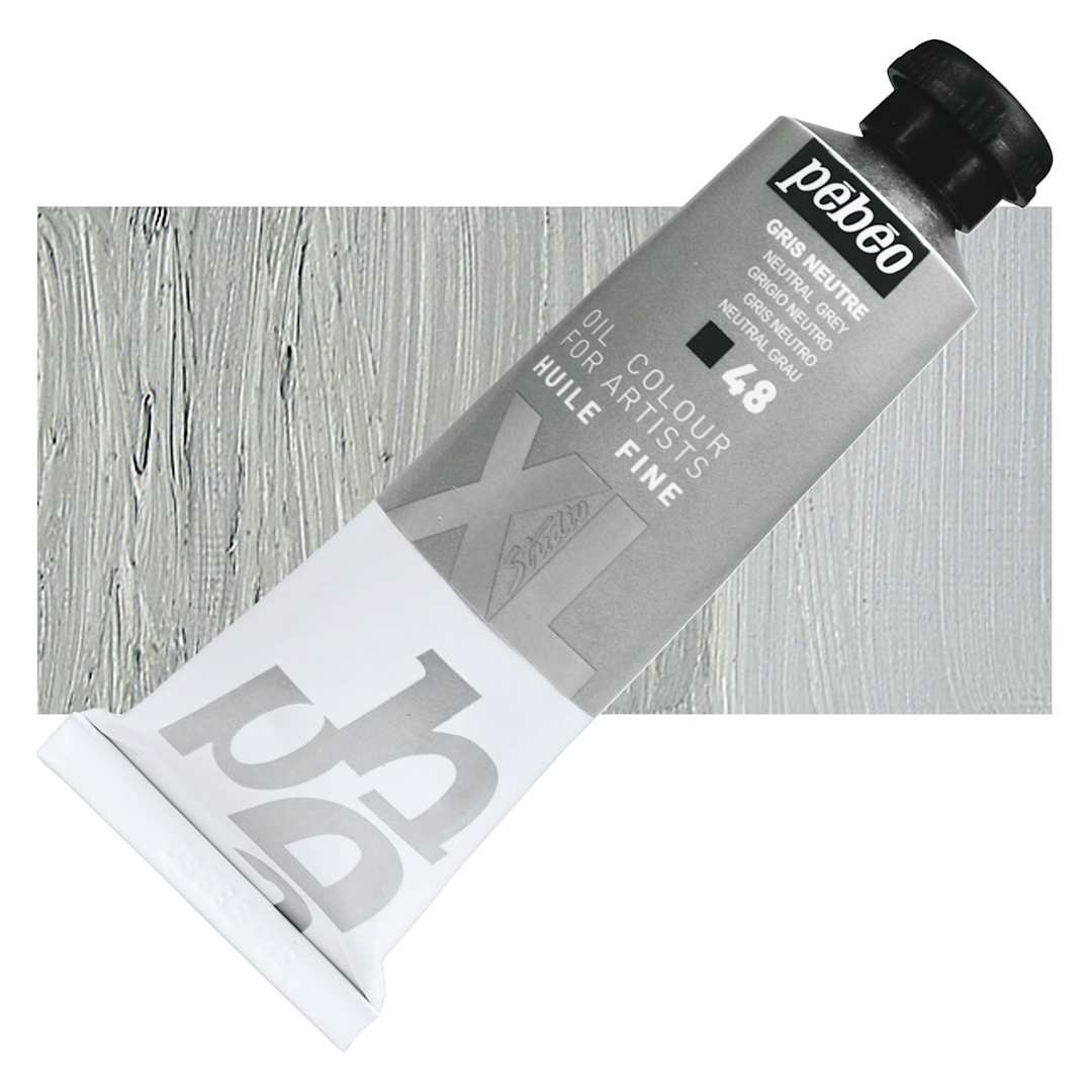 Open in modal - Pebeo XL Studio Oil Paint - Neutral Gray, 37 ml tube and swatch