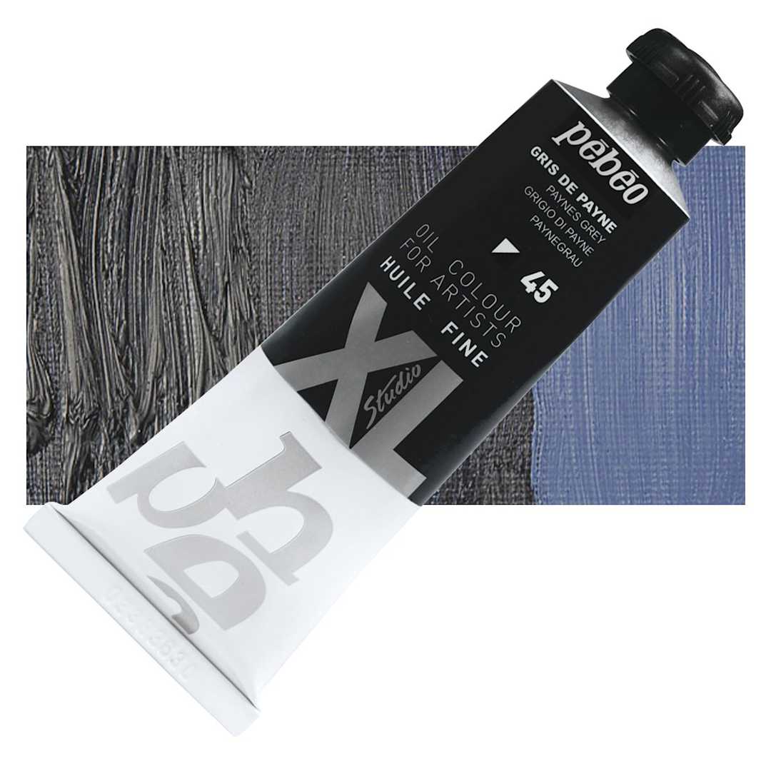 Open in modal - Pebeo XL Studio Oil Paint - Paynes Gray, 37 ml tube and swatch