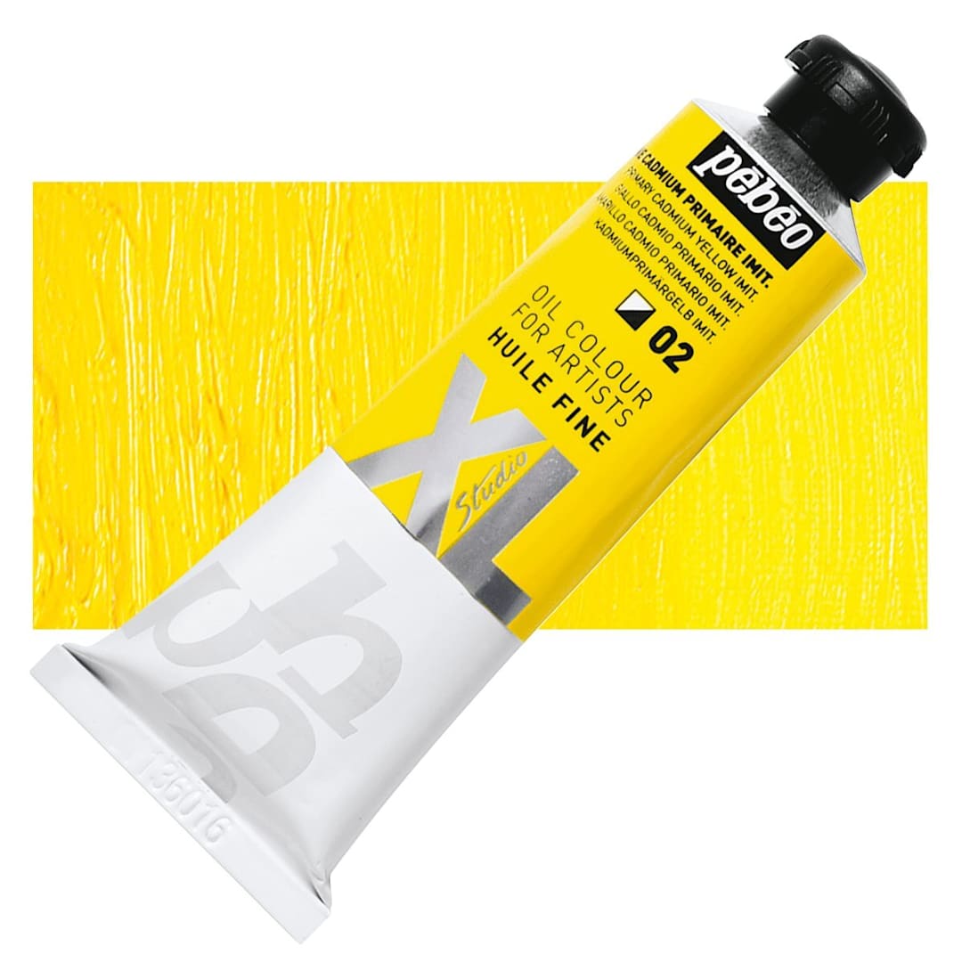 Open in modal - Pebeo XL Studio Oil Paint - Primary Cadmium Yellow Imitation, 37 ml tube and swatch