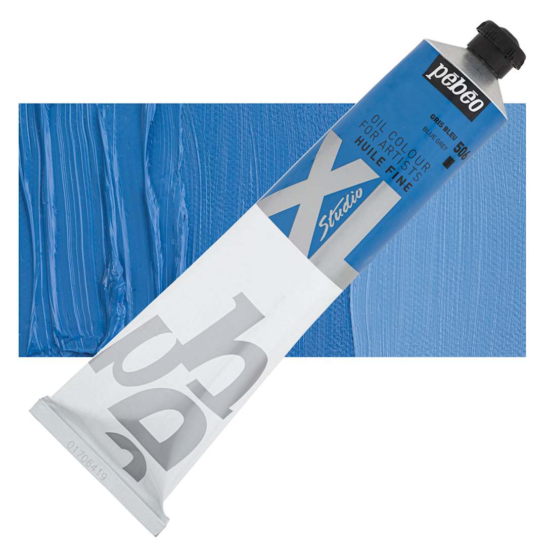 Open in modal - Pebeo XL Studio Oil Paint - Blue Grey, 200 ml, Tube and swatch