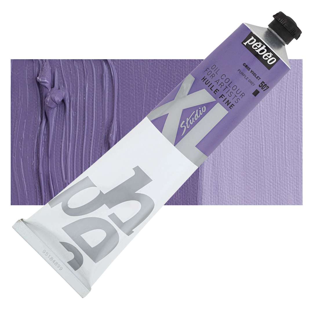 Open in modal - Pebeo XL Studio Oil Paint - Purple Grey, 200 ml, Tube and swatch