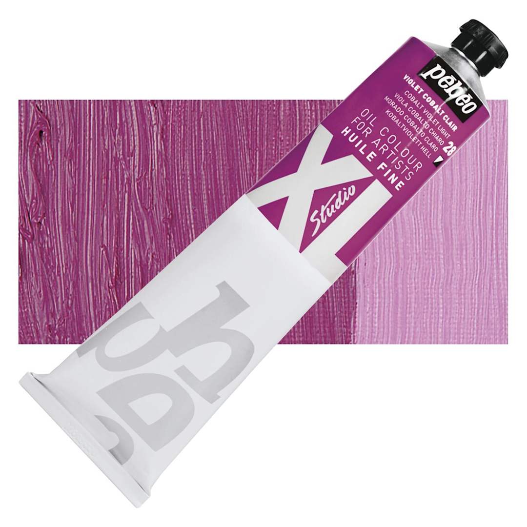 Open in modal - Pebeo XL Studio Oil Paint - Cobalt Violet Light, 200 ml tube and swatch