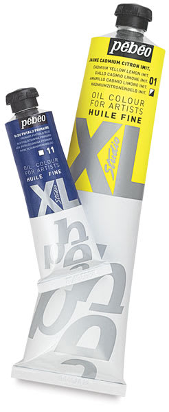 Open in modal - Pebeo XL Studio Oil Paints - 37 ml Primary Phthalo Blue and 120 ml Cadmium Lemon Yellow Tubes