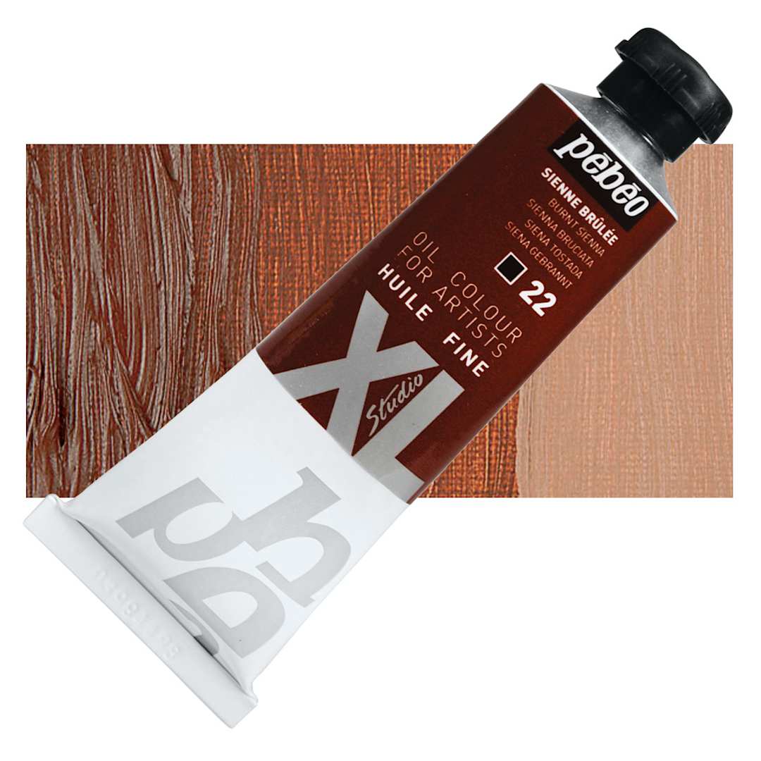 Open in modal - Pebeo XL Studio Oil Paint - Burnt Sienna, 37 ml tube and swatch