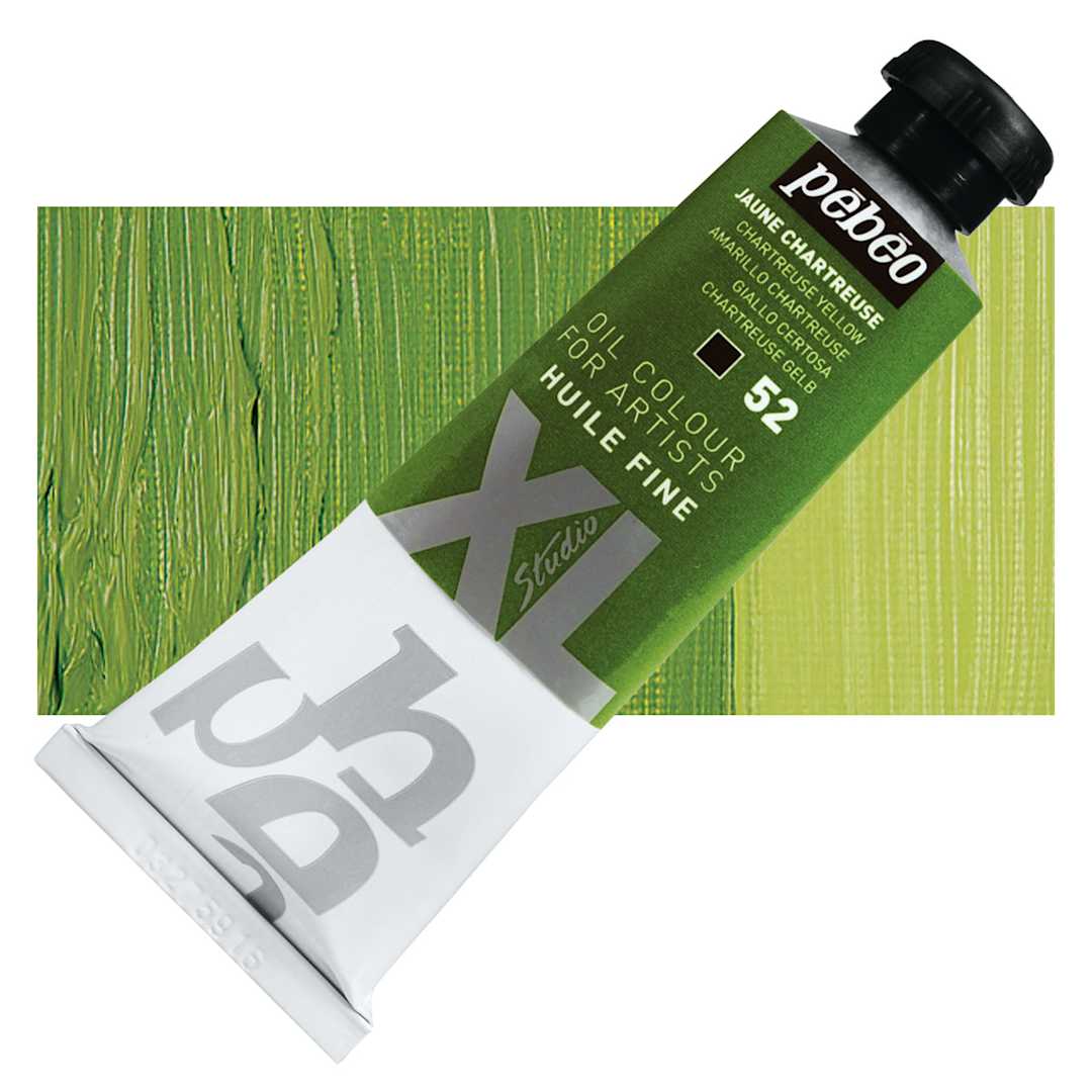 Open in modal - Pebeo XL Studio Oil Paint - Chartreuse Yellow, 37 ml tube and swatch