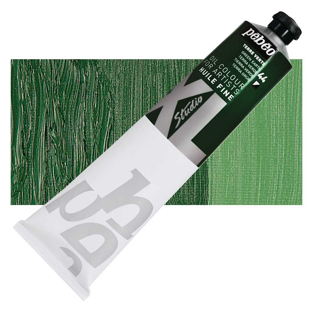 Open in modal - Pebeo XL Studio Oil Paint - Green Earth, 200 ml tube and swatch