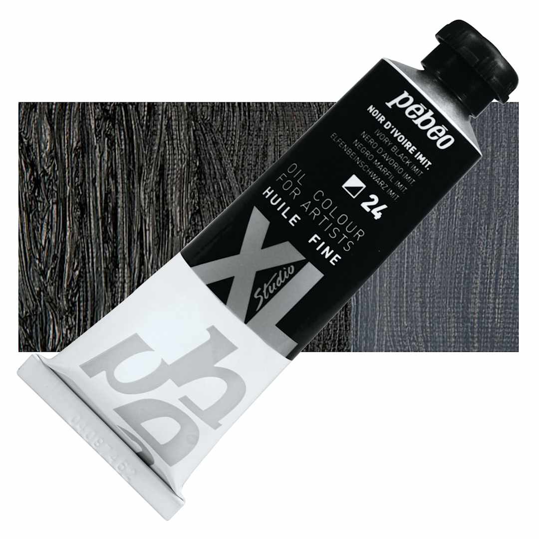 Open in modal - Pebeo XL Studio Oil Paint - Ivory Black, 37 ml tube and swatch