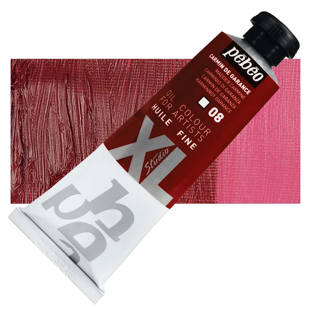 Open in modal - Pebeo XL Studio Oil Paint - Madder Carmine, 37 ml Tube and swatch