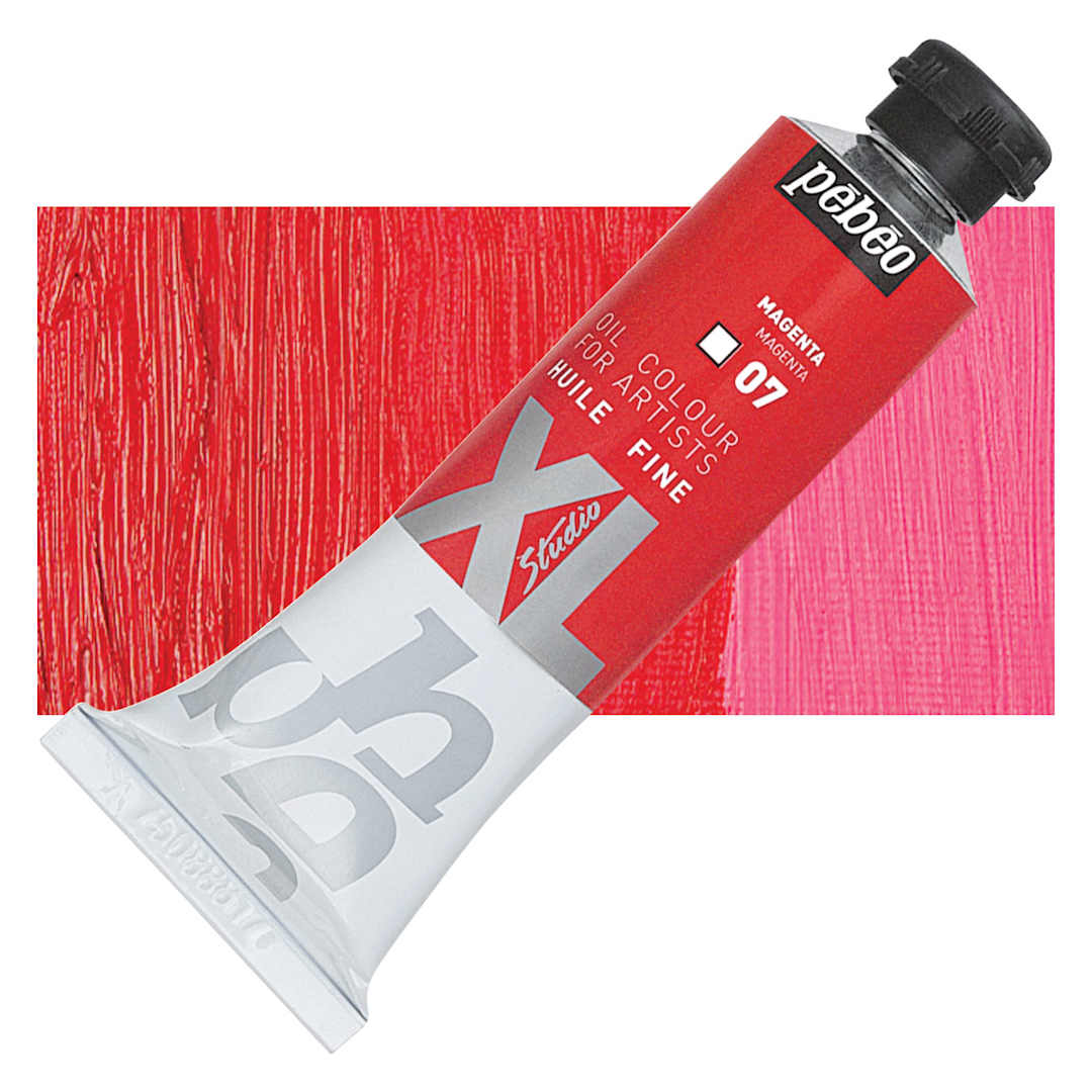 Open in modal - Pebeo XL Studio Oil Paint - Magenta, 37 ml tube and swatch