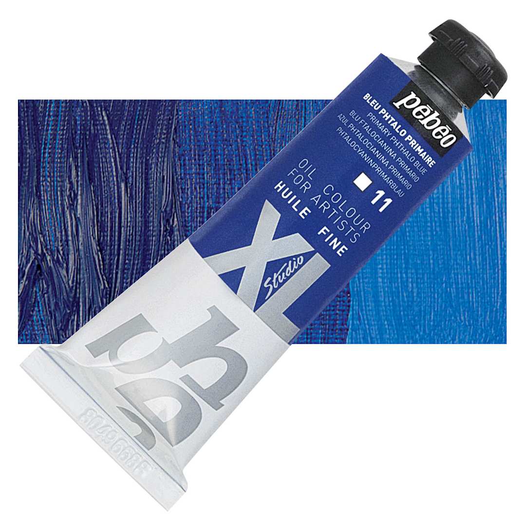 Open in modal - Pebeo XL Studio Oil Paint - Primary Phthalo Blue, 37 ml tube and swatch