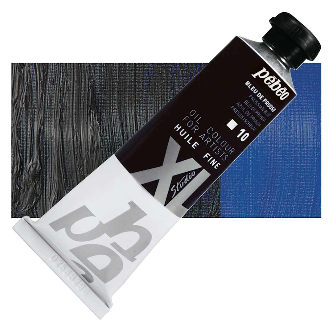 Open in modal - Pebeo XL Studio Oil Paint - Prussian Blue, 37 ml tube and swatch