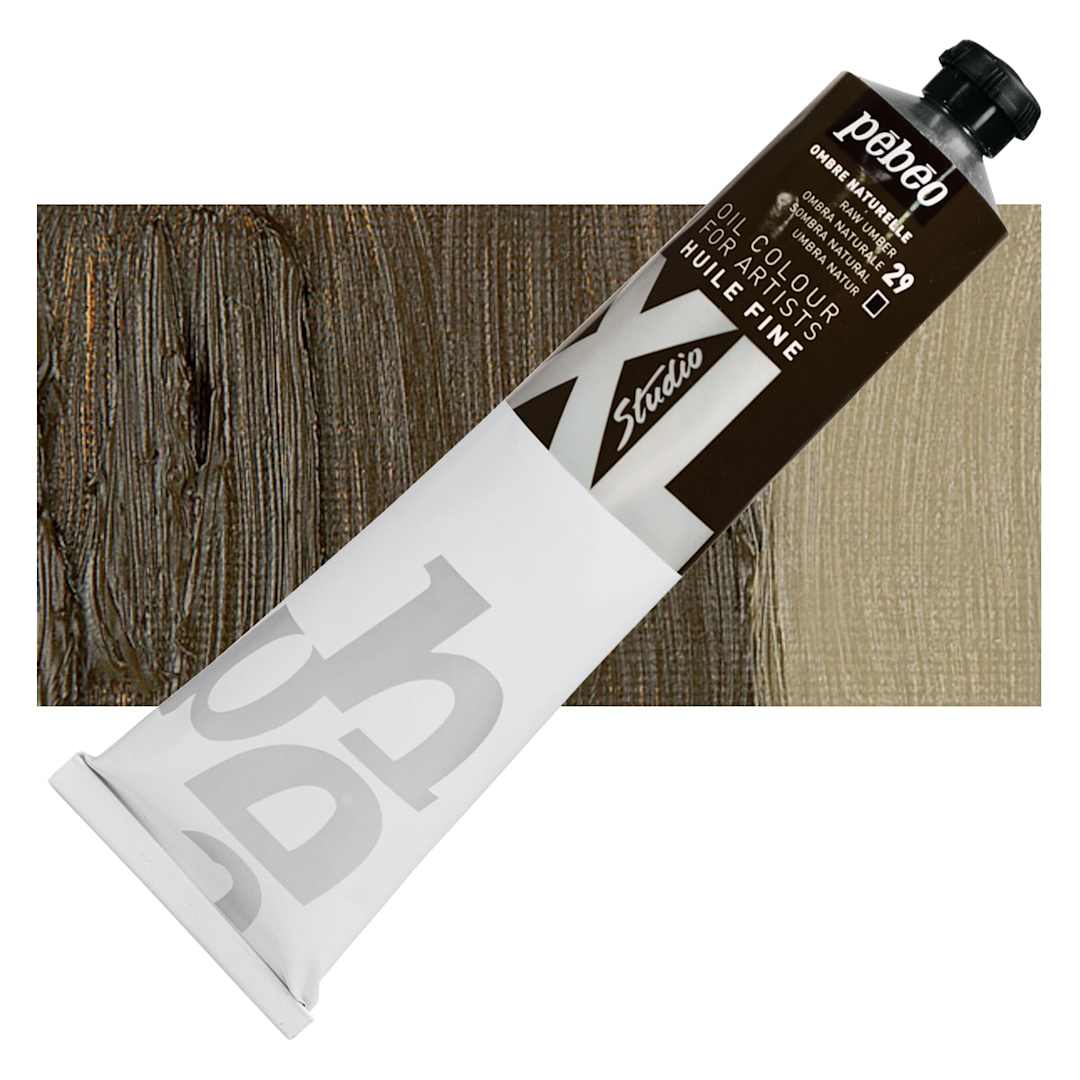 Open in modal - Pebeo XL Studio Oil Paint - Raw Umber, 200 ml tube and swatch