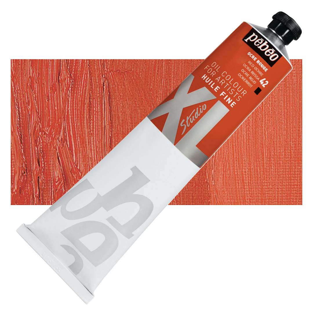 Open in modal - Pebeo XL Studio Oil Paint - Red Ochre, 200 ml Tube and swatch
