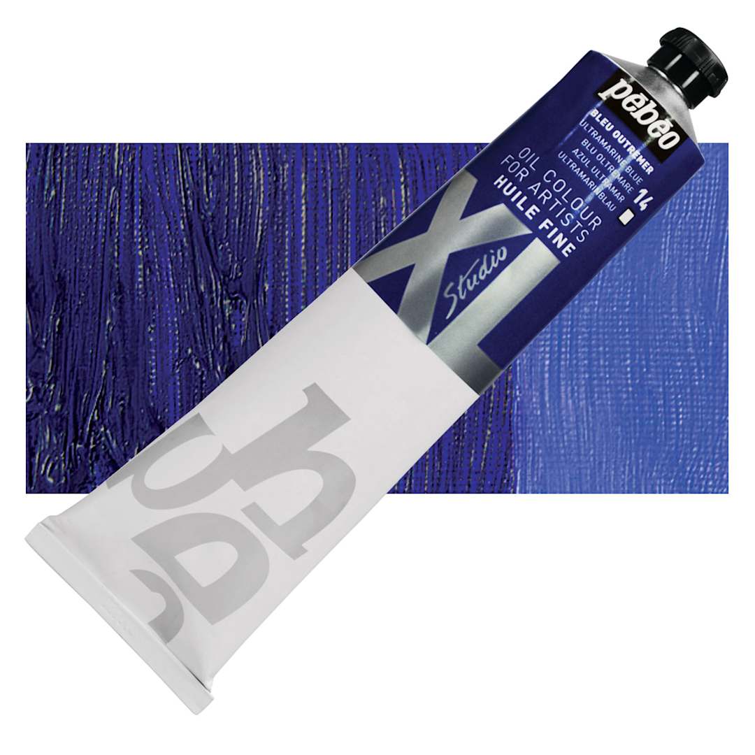 Open in modal - Pebeo XL Studio Oil Paint - Ultramarine Blue, 200 ml tube and swatch