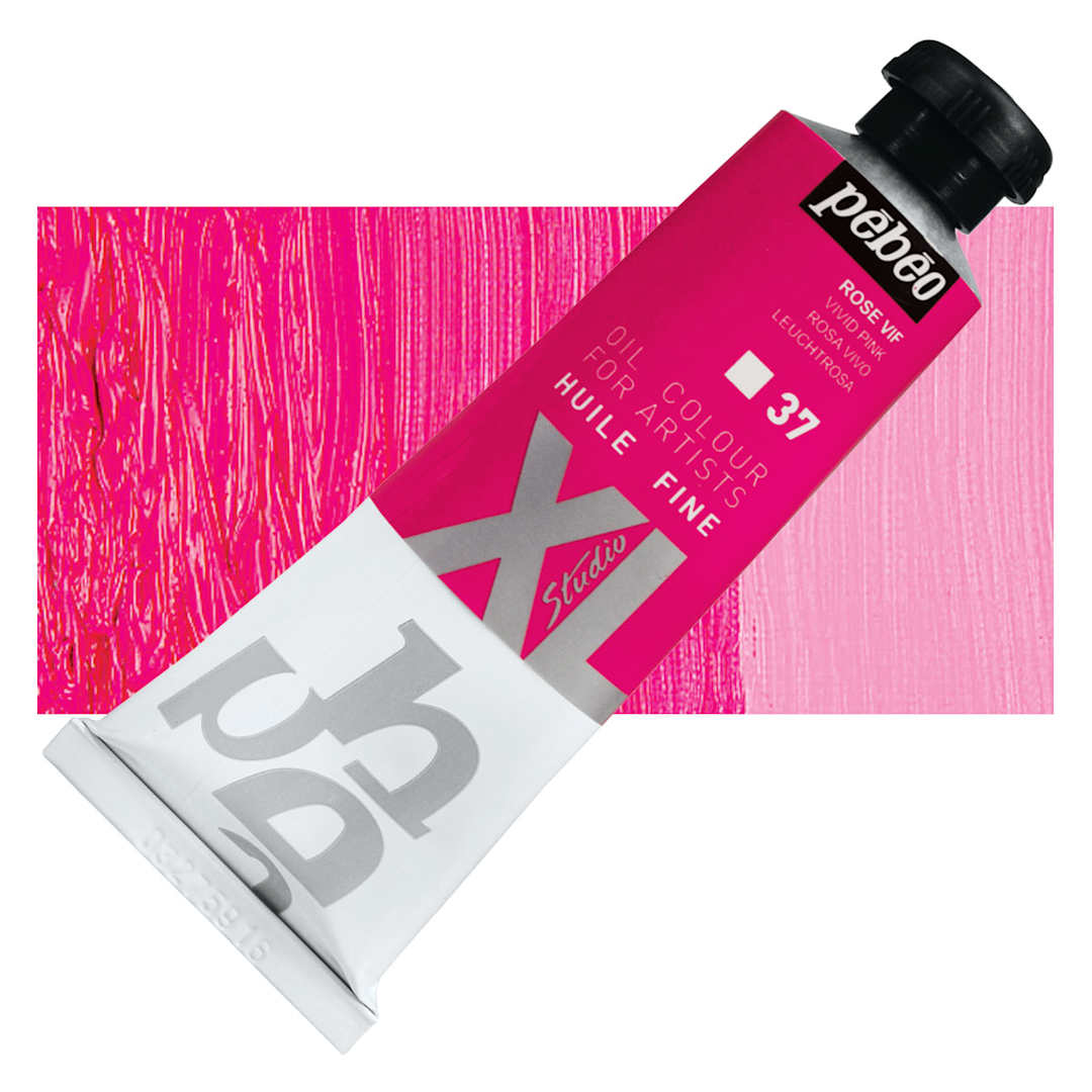 Open in modal - Pebeo XL Studio Oil Paint - Vivid Pink, 37 ml Tube and swatch