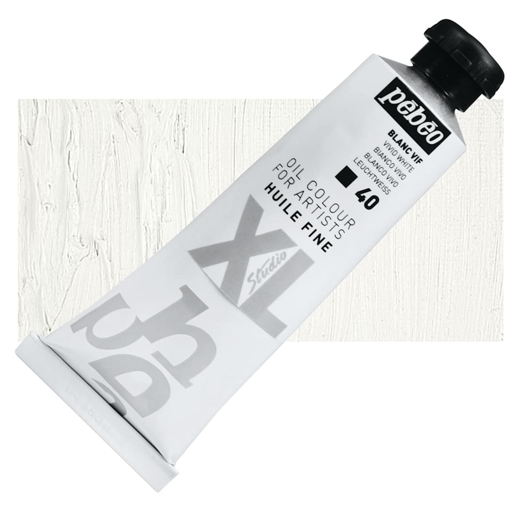 Open in modal - Pebeo XL Studio Oil Paint - Vivid White, 37 ml tube and swatch