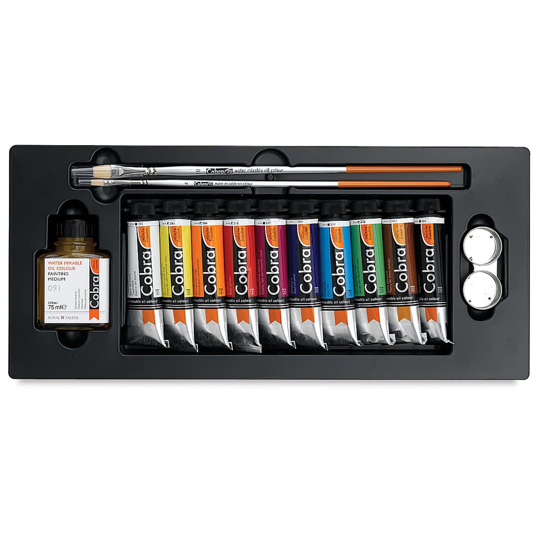 Open in modal - Cobra Artist Water Mixable Oil Paint - Combo Set, contents inside open package