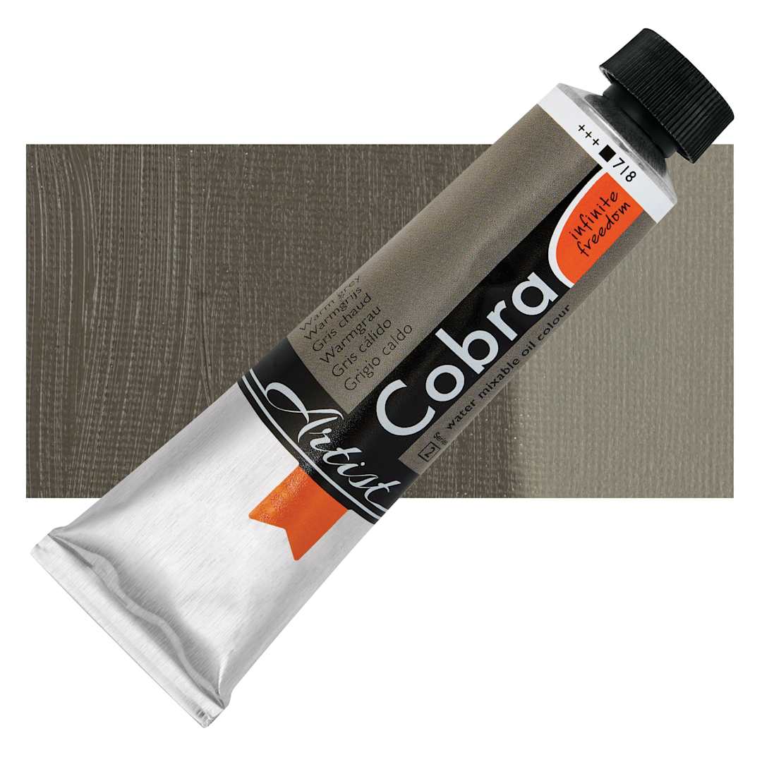 Open in modal - Cobra Artist Water Mixable Oil Paint - Warm Grey, 40 ml tube and swatch