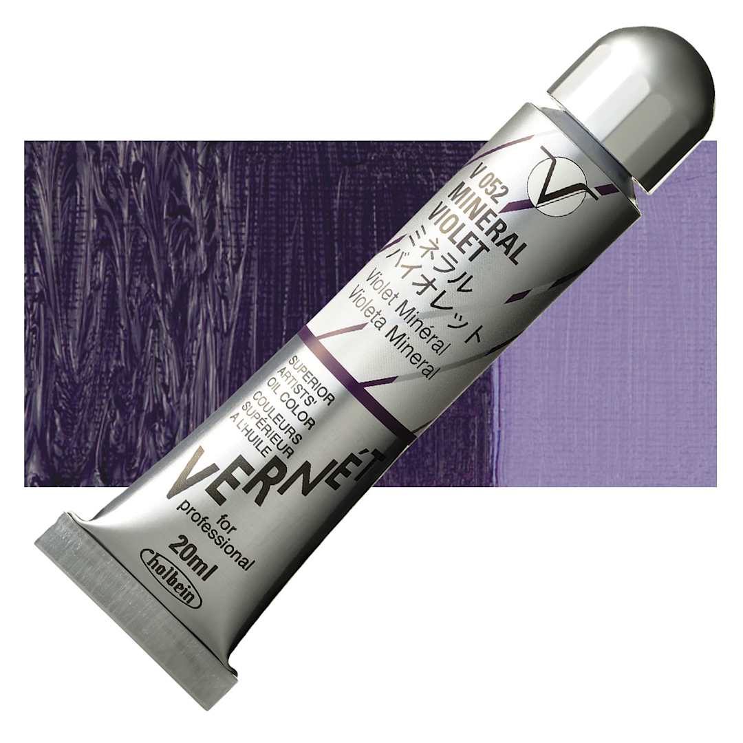 Open in modal - Holbein Vernét Superior Artists' Oil Paint - Mineral Violet, 20 ml tube and swatch