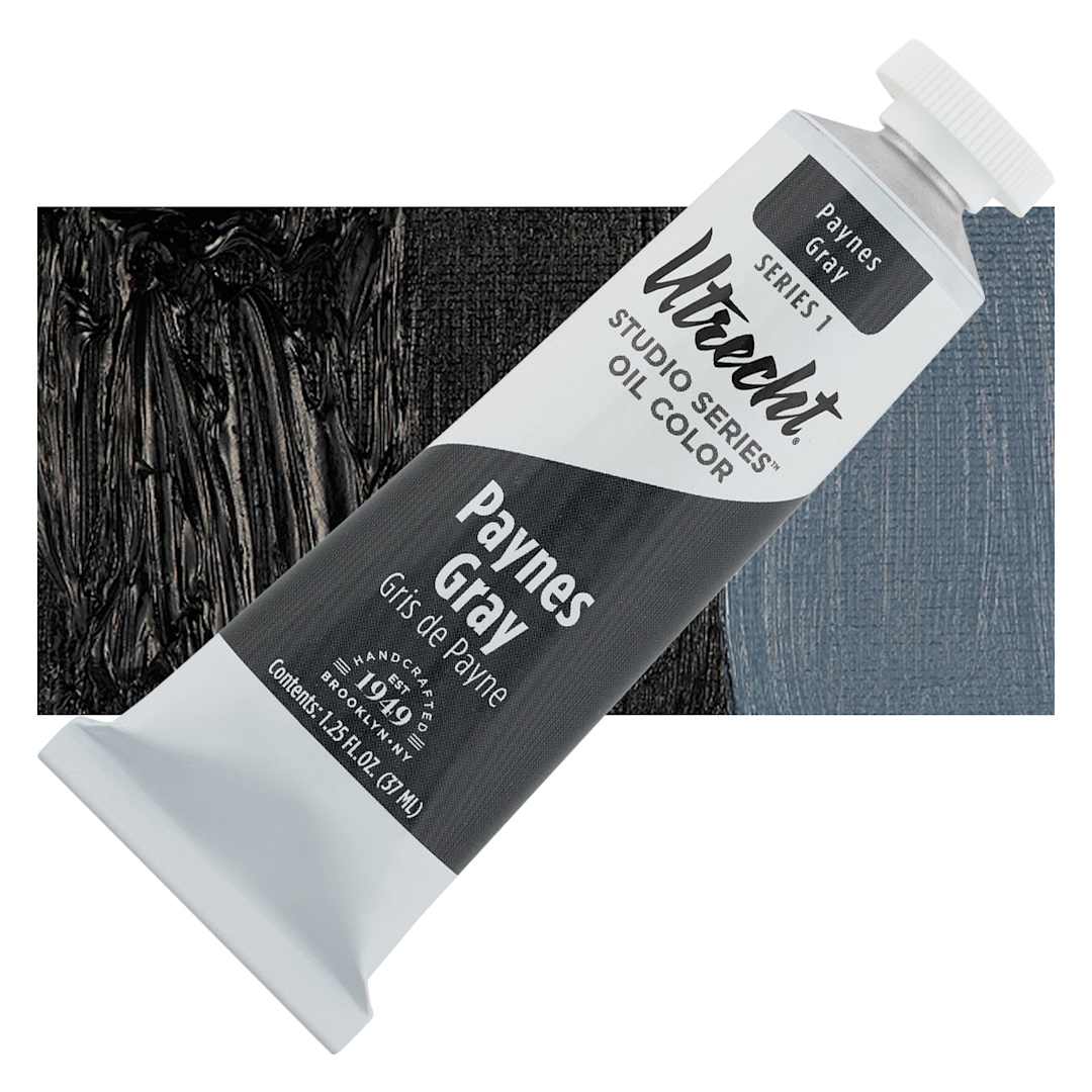 Open in modal - Utrecht Studio Series Oil Paint - Payne's Gray, 37 ml, Tube and swatch