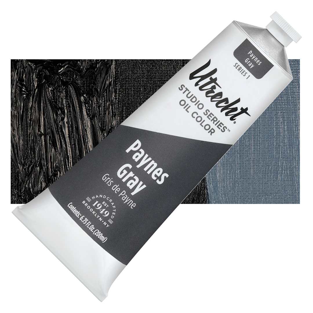 Open in modal - Utrecht Studio Series Oil Paint - Payne's Gray, 200 ml tube and swatch