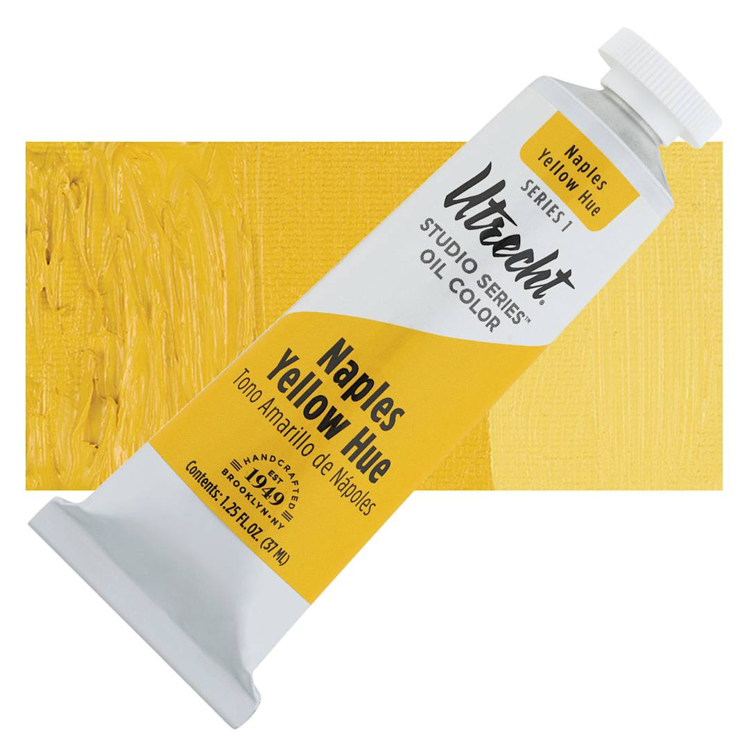 Open in modal - Utrecht Studio Series Oil Paint - Naples Yellow Hue, 37 ml, Tube and swatch