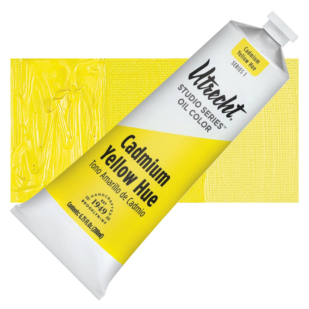 Open in modal - Utrecht Studio Series Oil Paint - Cadmium Yellow Hue, 200 ml tube and swatch