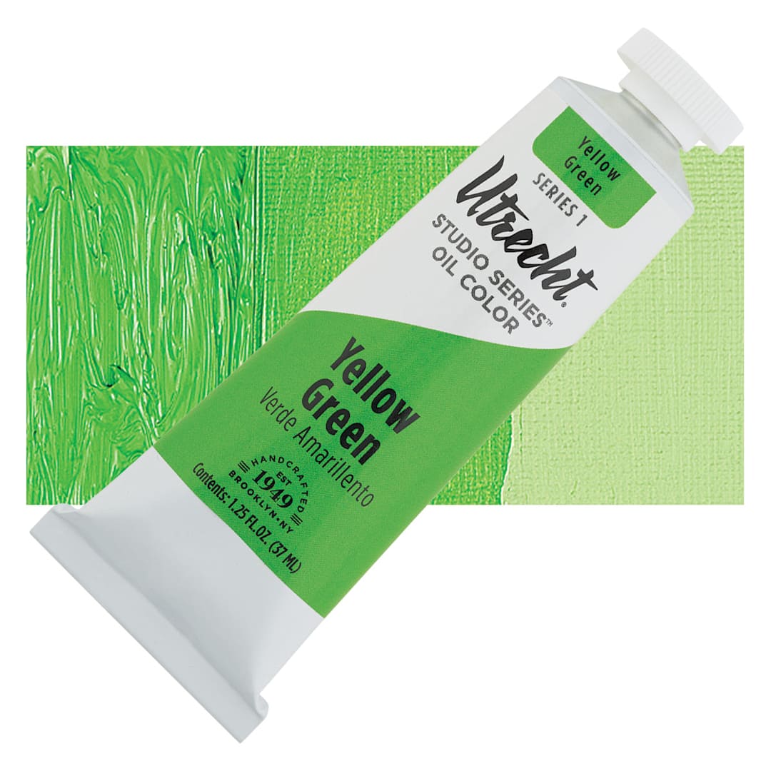 Open in modal - Utrecht Studio Series Oil Paint - Yellow Green, 37 ml, Tube and swatch