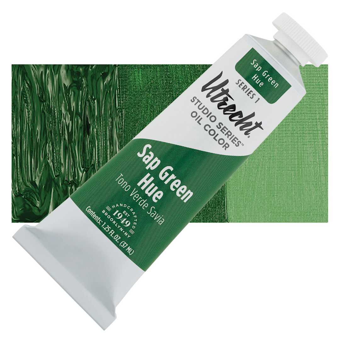 Open in modal - Utrecht Studio Series Oil Paint - Sap Green Hue, 37 ml, Tube and swatch