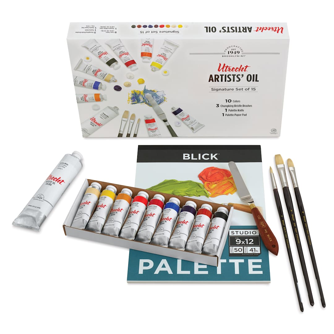 Open in modal - Utrecht Artists' Oil Paint Set - Signature Set, Set of 15, contents out of packaging