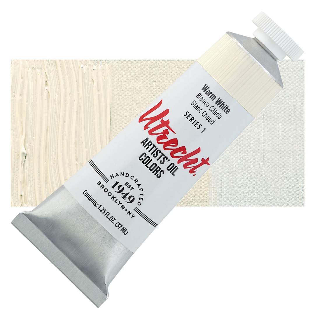 Open in modal - Utrecht Artists' Oil Paint - Warm White, 37 ml, Tube and swatch