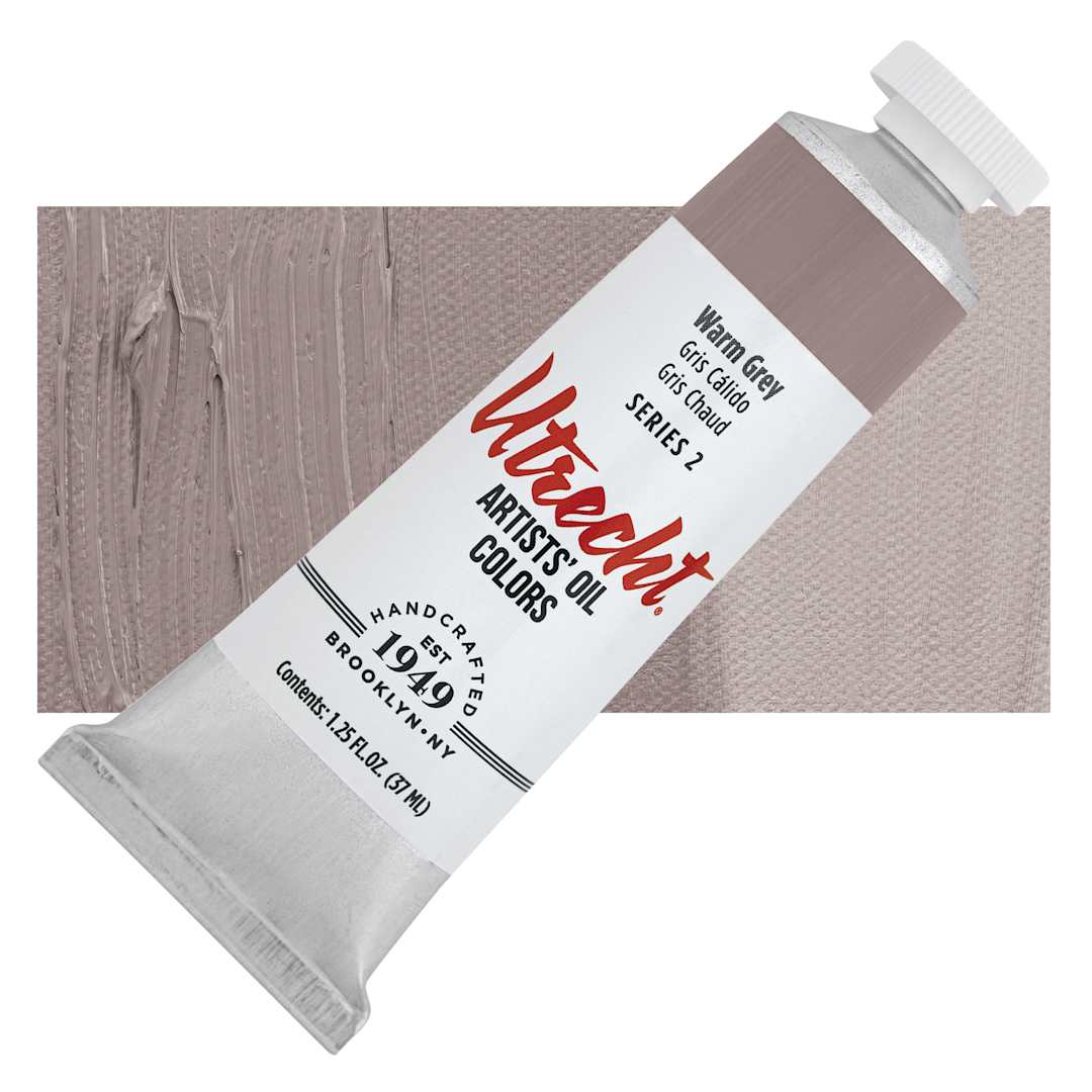 Open in modal - Utrecht Artists' Oil Paint - Warm Grey, 37 ml, Tube and swatch