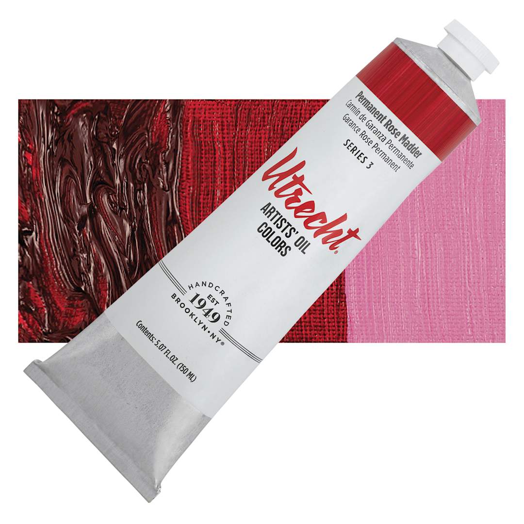 Open in modal - Utrecht Artists' Oil Paint - Permanent Rose Madder, 150 ml tube and swatch